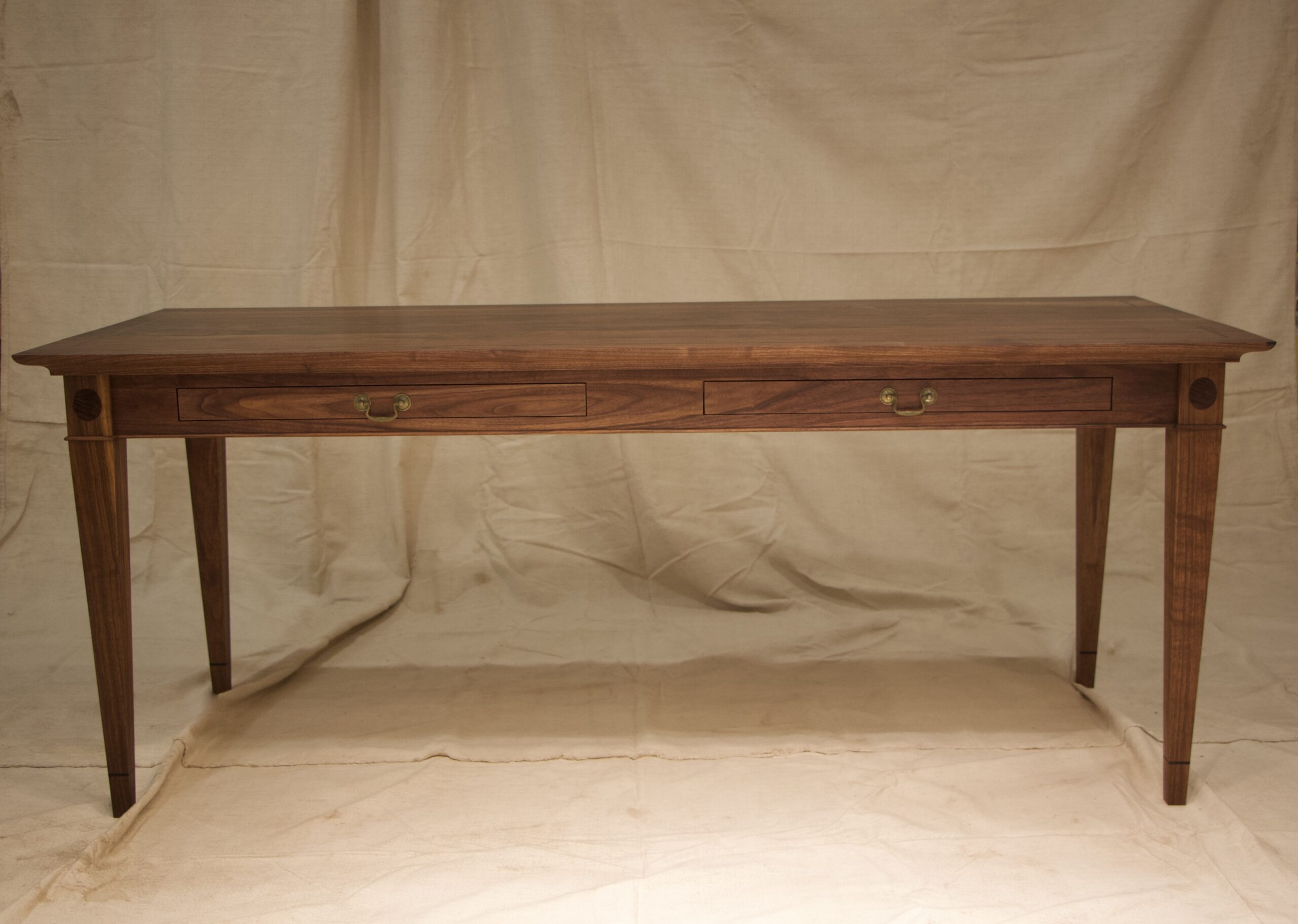 Writing Desk in Black Walnut, Maple and Ebony and Figured walnut Inlay